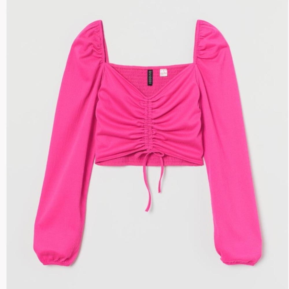 H&M Divided Drawstring Pink Cropped Top - Picture 2 of 11
